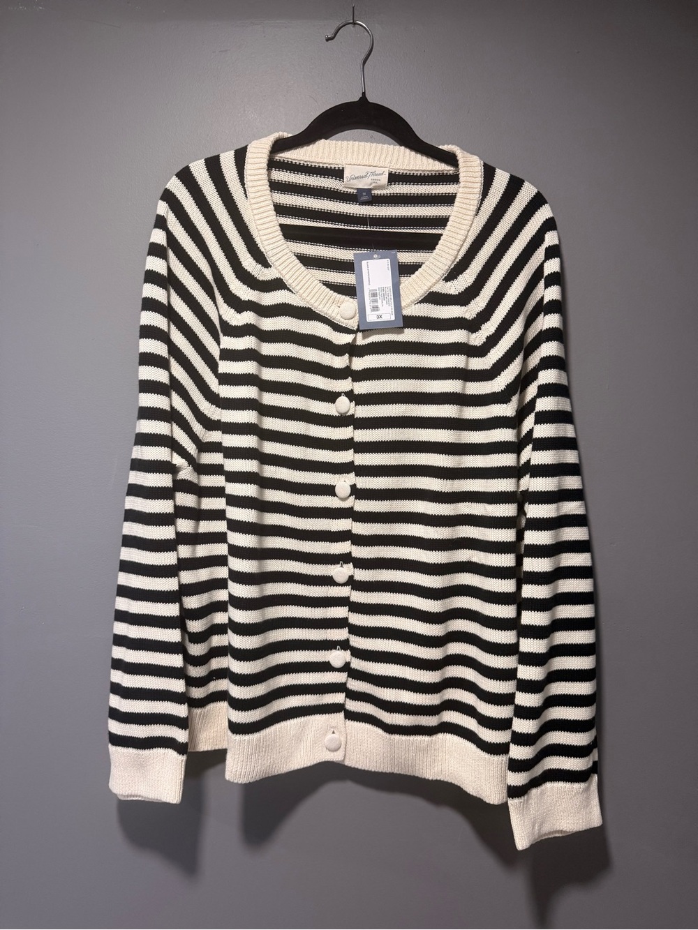 Universal Thread Black & Cream Striped Button-Front Cardigan
